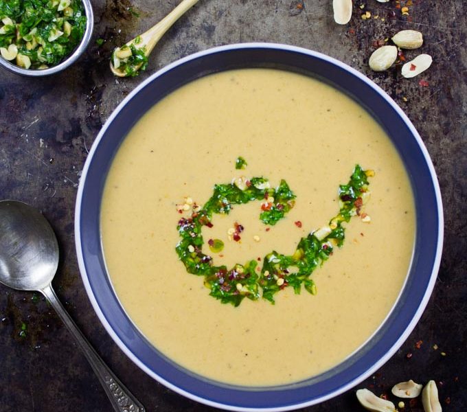 Супа с броколи и чедър и фъстъчена супа - две супер рецепти - creamy peanut soup with peanut crunch herb pistou 1