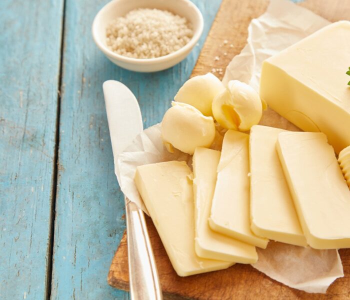 butter cut on a wooden board