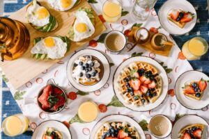 table with healthy dishes