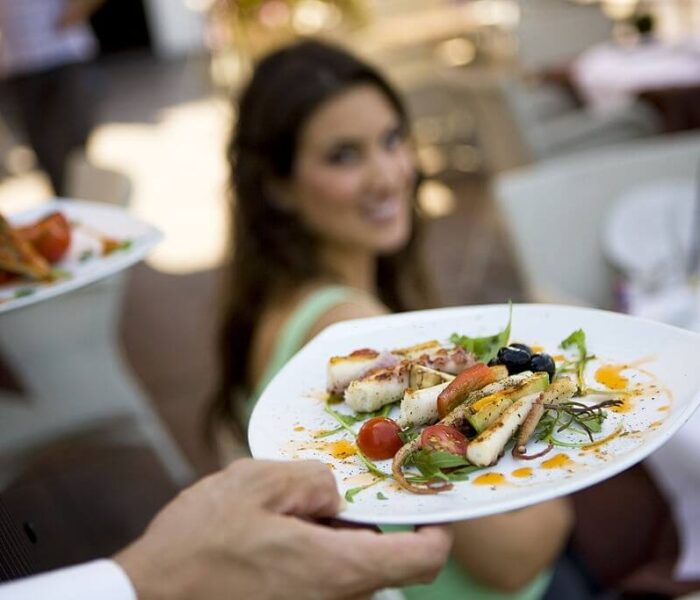 a plate of food in a casino