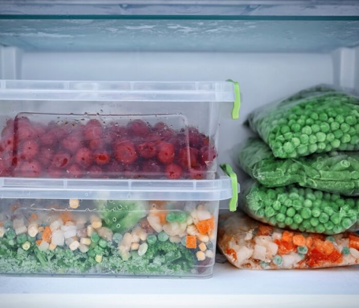 freezer with frozen food